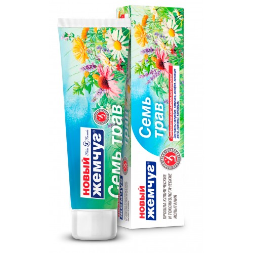 ЖЕМЧУГ новый зубная паста Семь трав 100мл в пенале